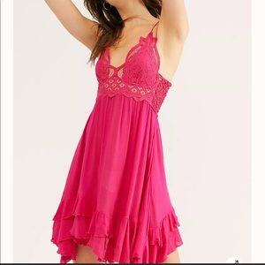 Free people hot pink  Adella slip dress